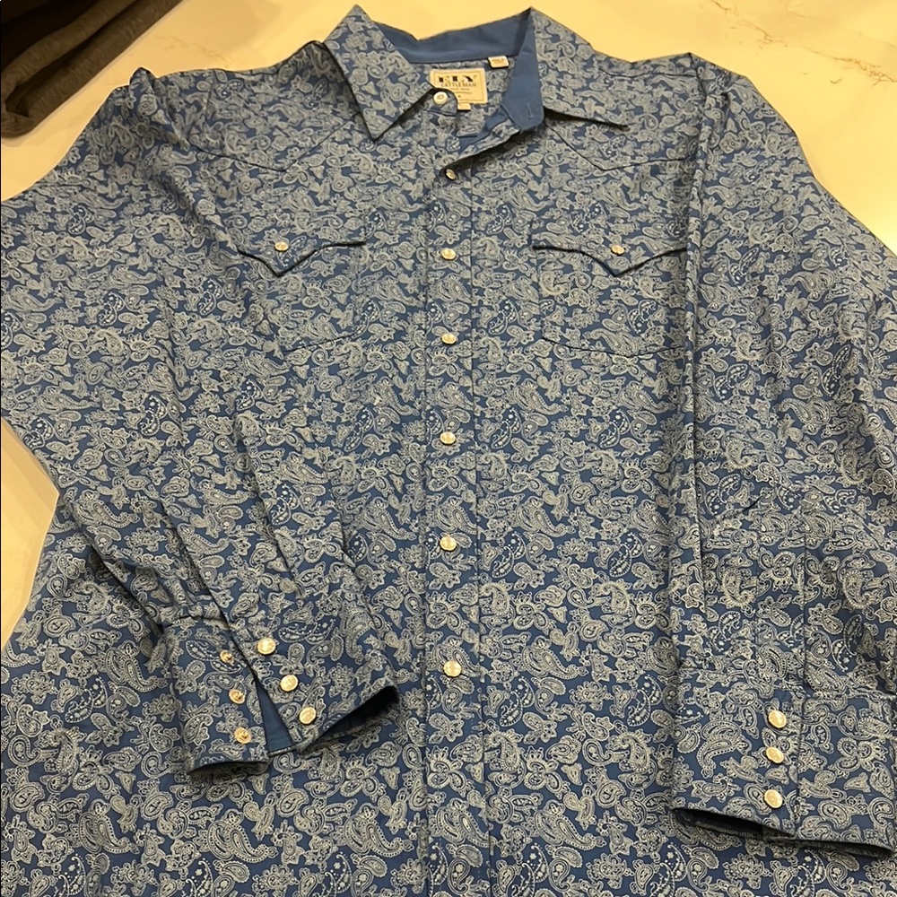 Ely Cattleman Men’s Long sleeve Paisley Western snap shirt